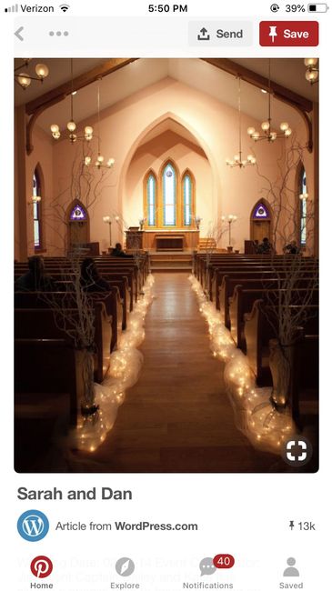 Church aisle decor? - no candles & no easy way to hang from pews - 1