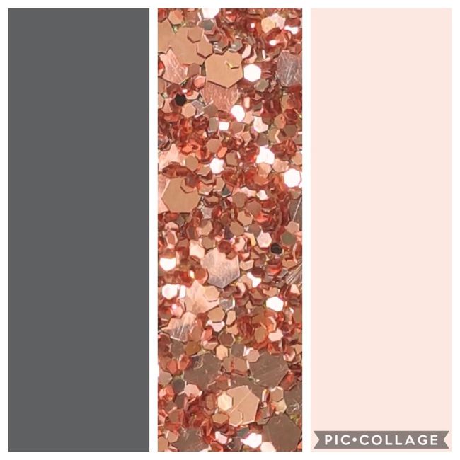 Steel Grey, Blush Pink & Accents of Rose Gold 
