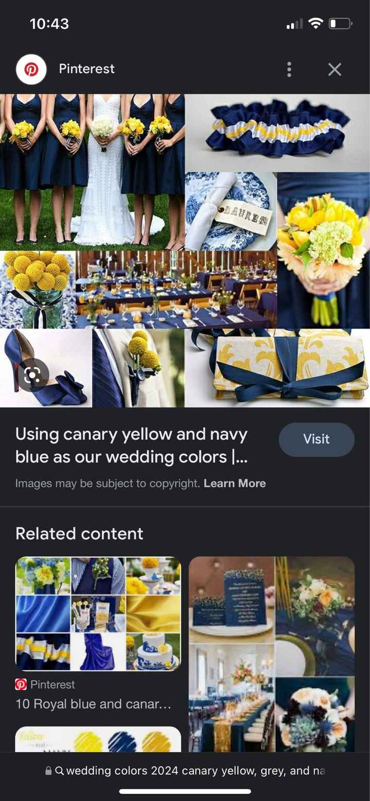 Navy blue and canary yellow wedding top