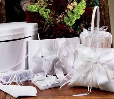 The little things: toasting flutes, guestbook, ring bearer pillow, flower girl basket, cake servers.
