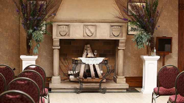 Fireplace where vows will be exchanged