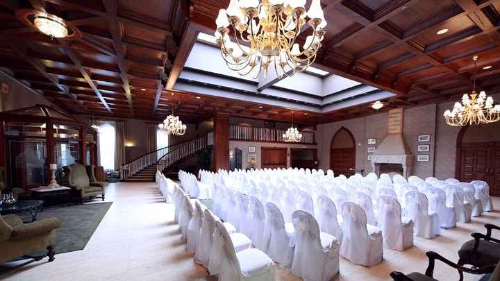 Ceremony seating- I come down that amazing set of stairs!