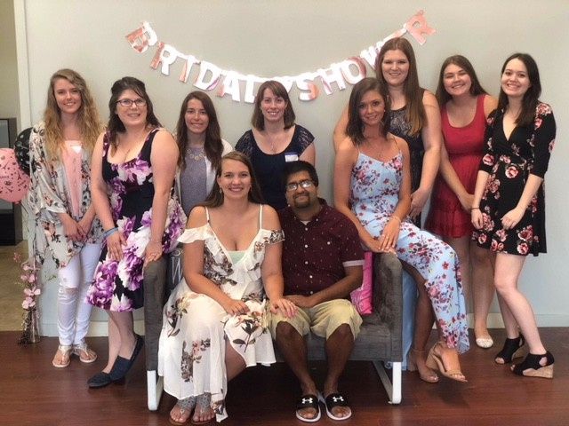 FH and I and all of my bridesmaids minus one. She was in a wedding Saturday!