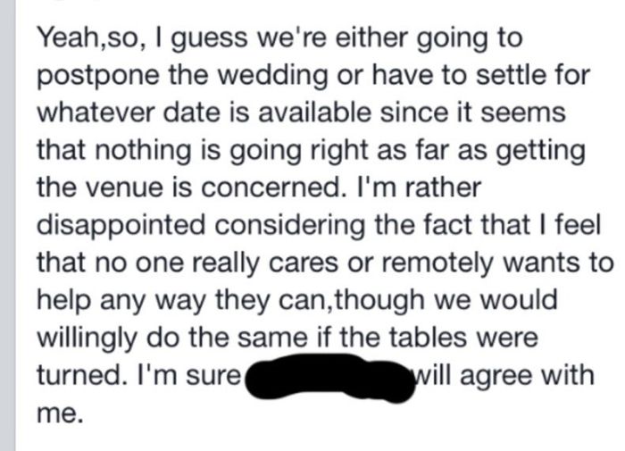 Go fund me for a wedding? UPDATE: it got worse!