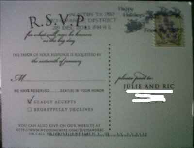 Writing the names on the RSVP cards