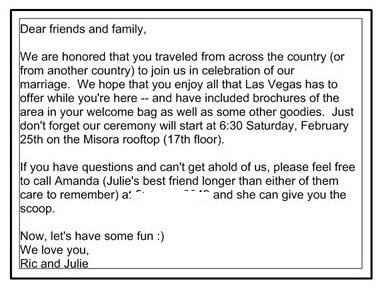 Welcome note wording...