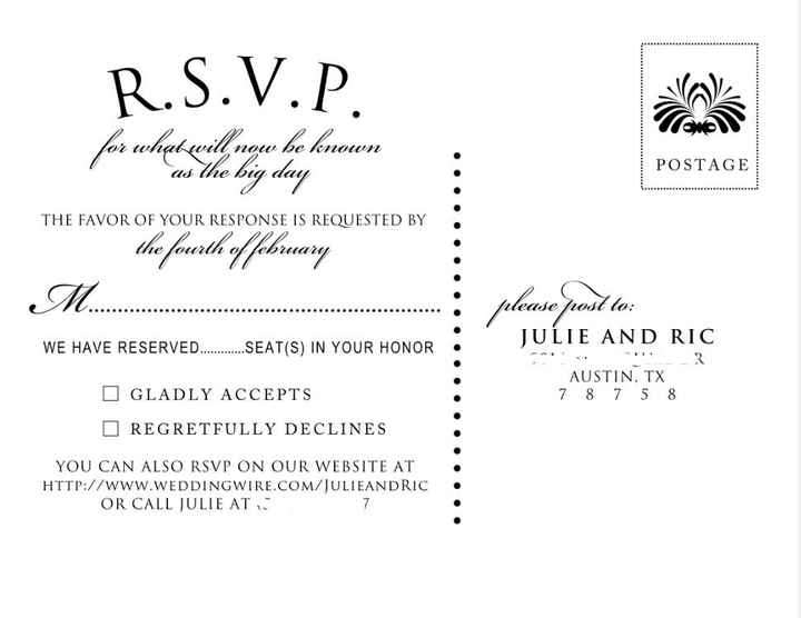 How should I word my RSVP cards?