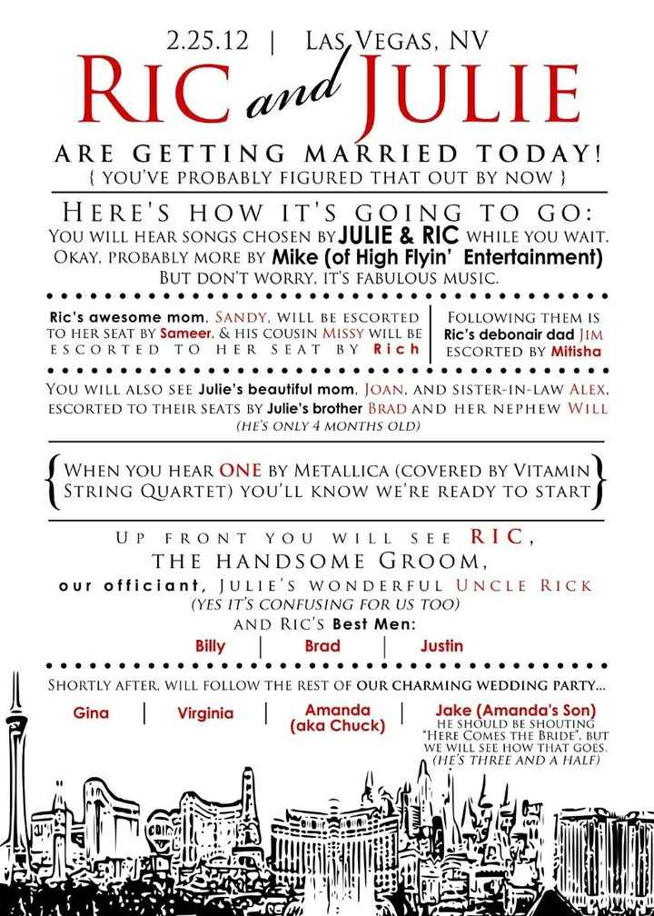 Programs for a destination wedding