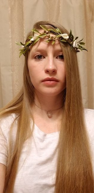Trial # 2 w/ lip gloss & headpiece