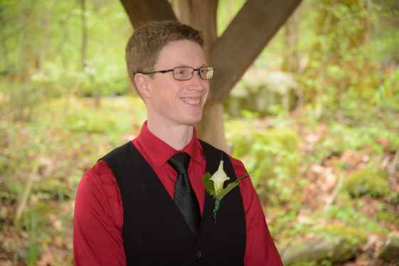 Hubby watching me walk down the aisle (a great pic of him actually)