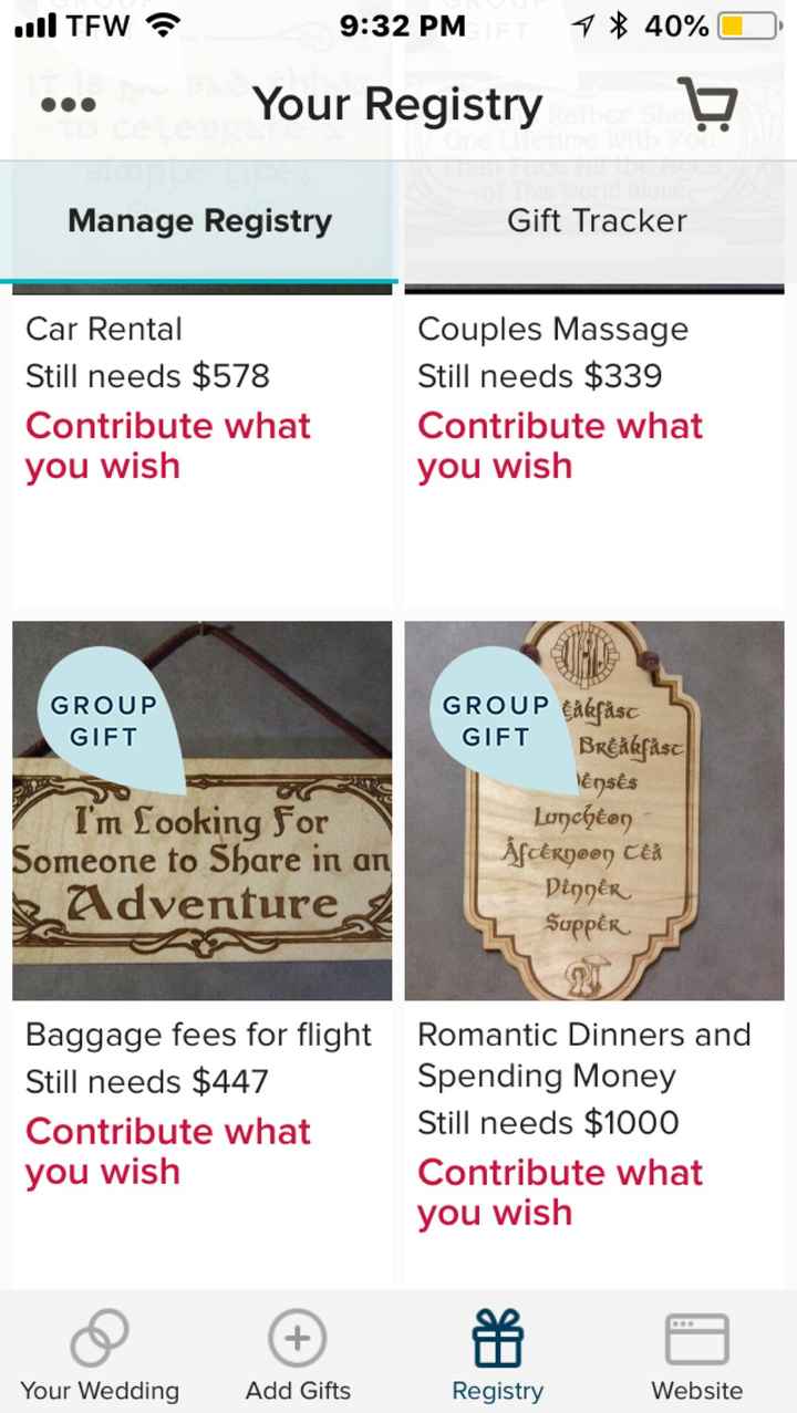 Registry and honeymoon fund - 1