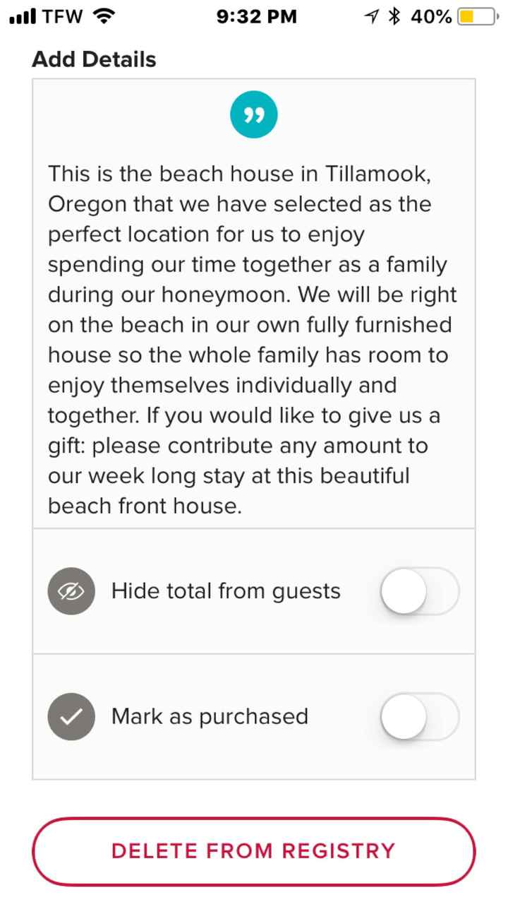 Registry and honeymoon fund - 1