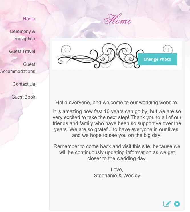 Deleting photos on wedding website