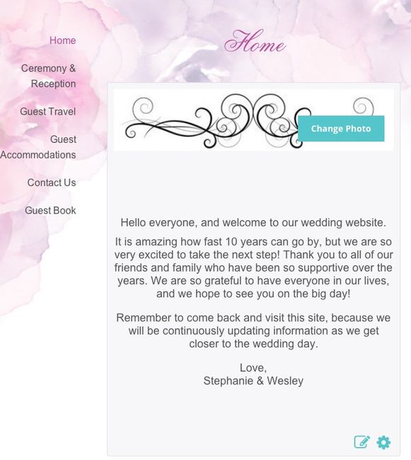 Deleting photos on wedding website