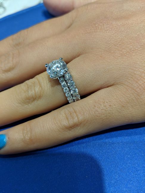 Ladies let see your round engagement rings and wedding bands!!!! 3