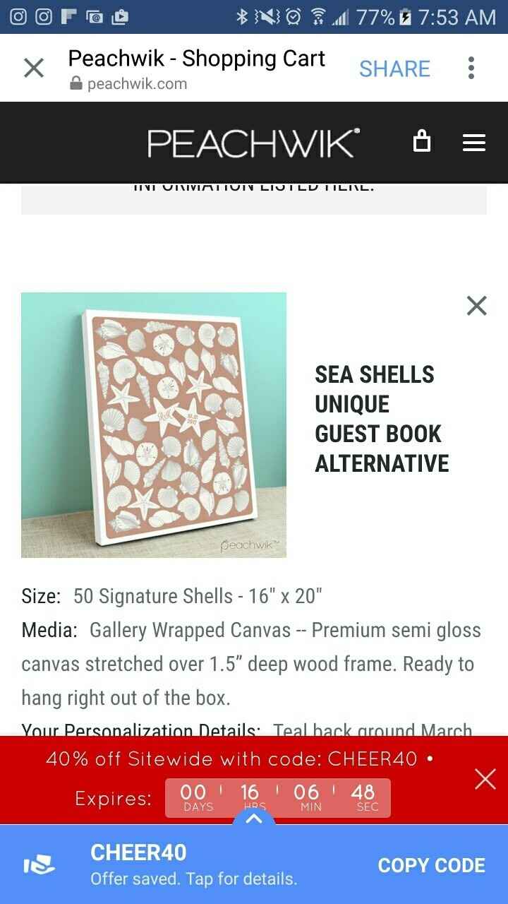 Ordered our alternative guest book