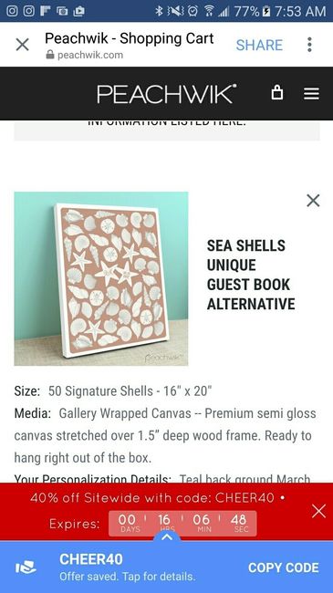 Ordered our alternative guest book