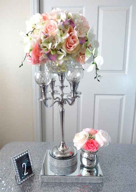 DIY Centerpiece with flowers from Michael's & Hobby Lobby