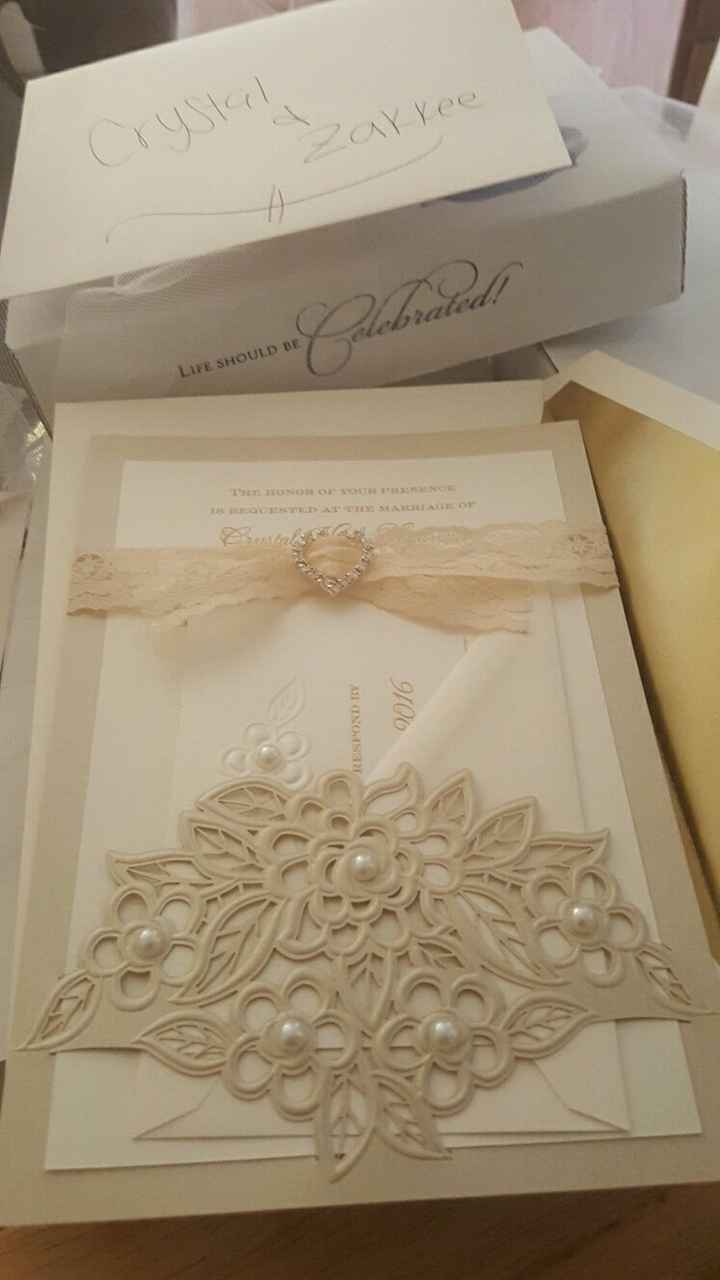 Wedding invitations with brooches