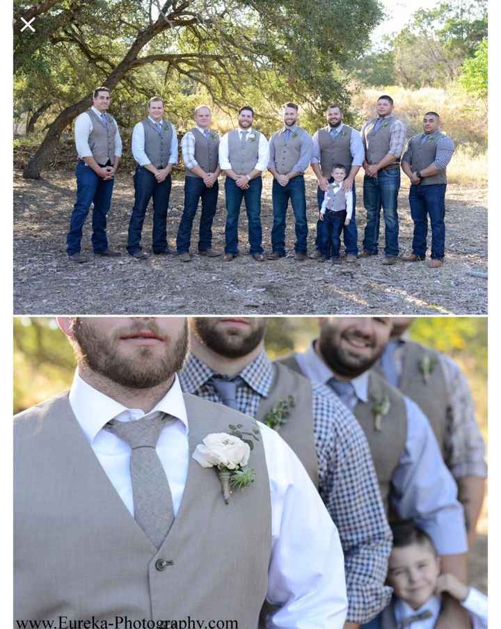 groomsmen in blue jeans