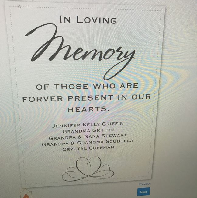 Remembrance/memorial table?