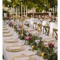 Affordable center piece/ decor ideas for long banquet tables?