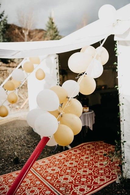 Boho tent balloon rugs entrance