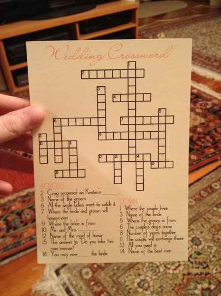 Back of our programs... / Wedding Crossword