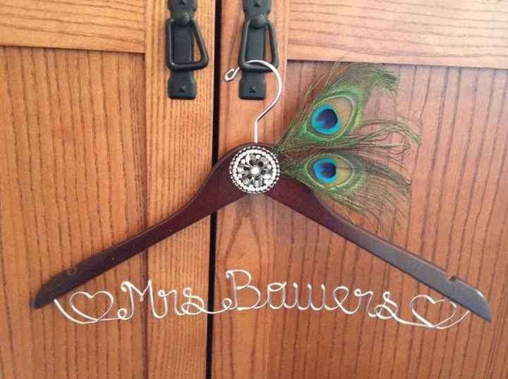 Peacock Bridal Hanger.  Gift for FSIL