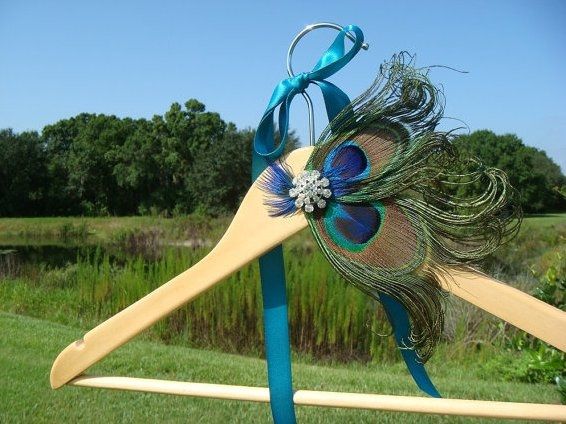 Peacock Bridal Hanger.  Gift for FSIL