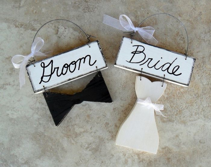 Signs for the Bride, Groom seats?