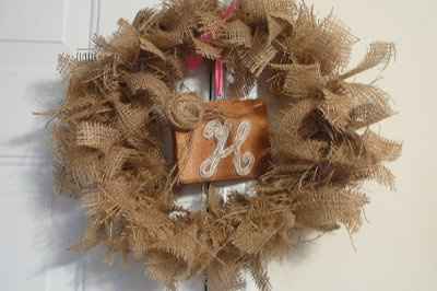 MY DIY burlap wreath and personalized wood block *PICS*
