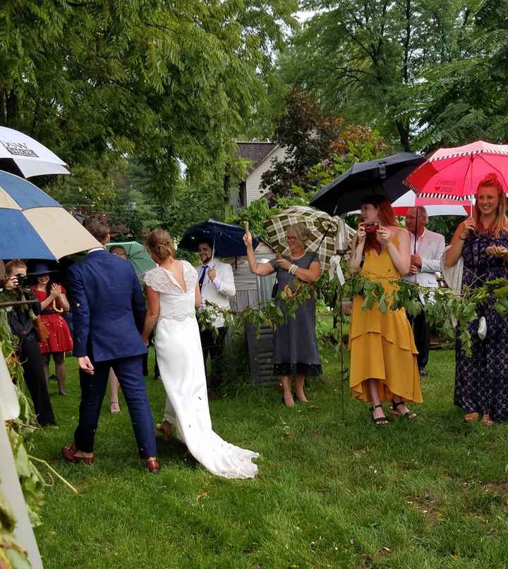 I went to a self-catered, friendored, backyard wedding in the rain