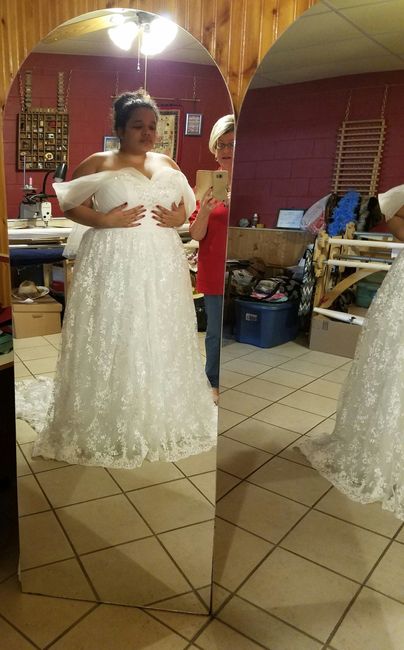 Plus sized princess gown fitting.