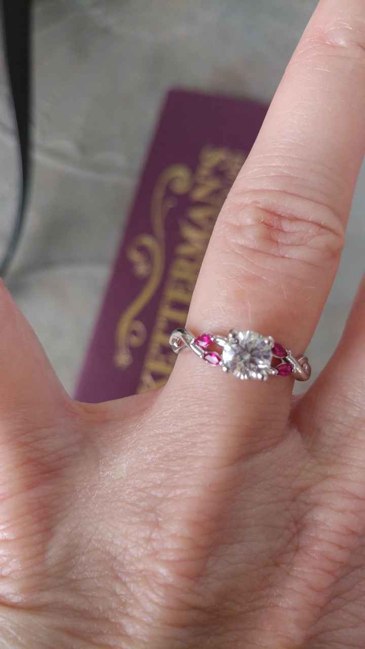 Here's my beauty!  We decided on just plain wedding band as I didn't want to take away from this  pr