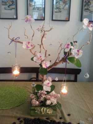 what you think of silk flower for centerpiece and fresh flowers for ceremony site n sweetheart table