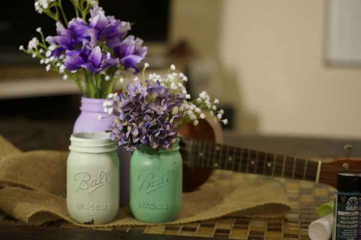 Working on Table Decor   Today's DIY (warning, contains burlap and mason jars...)