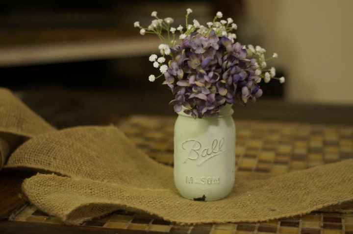 Working on Table Decor   Today's DIY (warning, contains burlap and mason jars...)