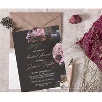 Dark & moody shower invites 