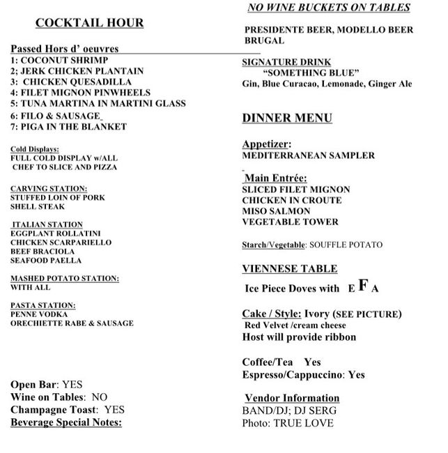 thoughts on our Menu