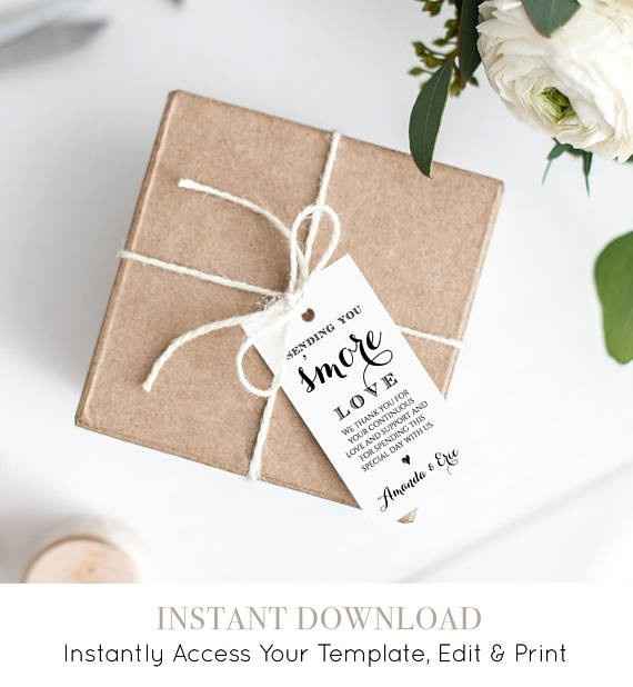 Completely customizeable. We would change the word s'more to our wedding color and have the back be 