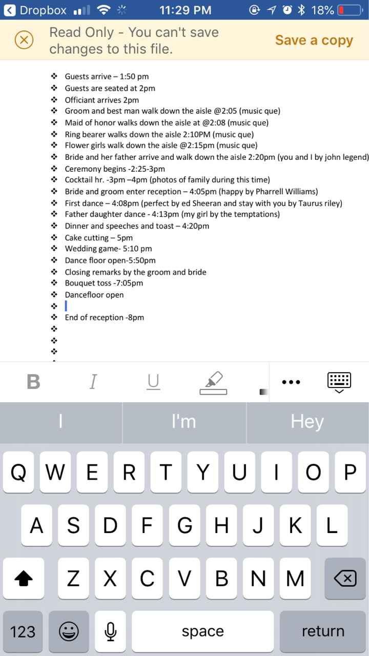 Wedding day timeline - 1