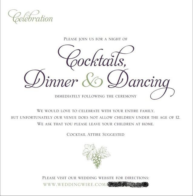Directions & Info to go in invitations