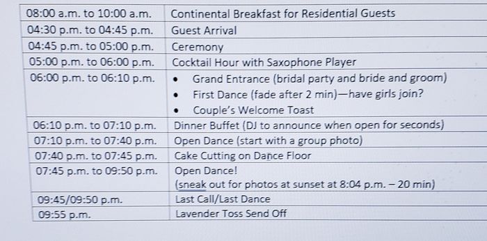 Schedule of events - help (too much open time?) 1