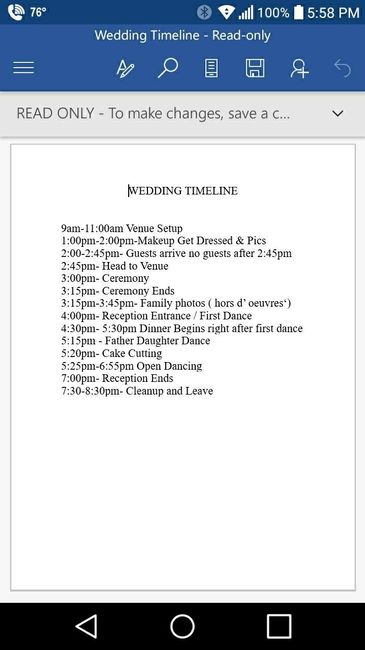 Wedding Timeline