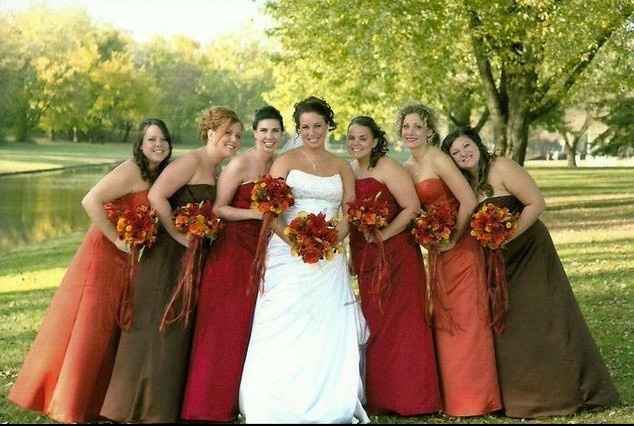 Multi-colored bridesmaids