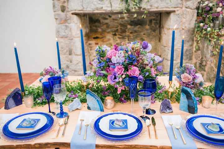 Blue glassware, candles, etc.