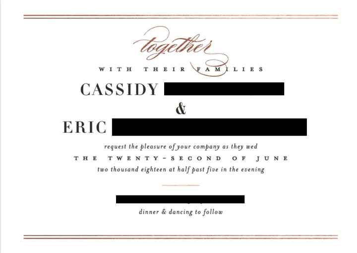wedding invitations - from Minted finished in rose gold