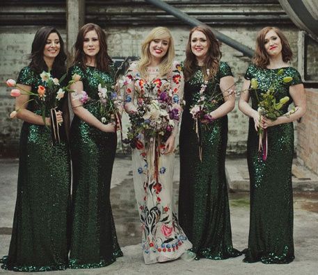 Green sequin bridesmaid dress clearance