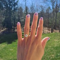Show me your solitaire engagement rings with plain metal wedding bands. - 1